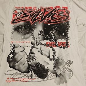 Evil Vice White Short-Sleeve Graphic Tee with Red & Black Artwork